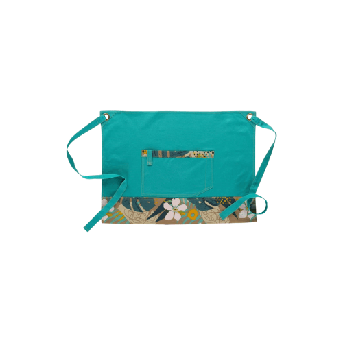 turquesa-estampado folhas tropicais